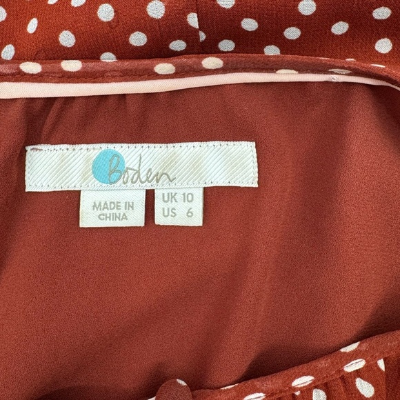 Boden Hermione Silk Jumpsuit Red Polka Dot Long Sleeve Wide Leg Size 6 - Picture 9 of 13